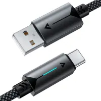 Cable Acefast C19-04 Metallic USB-A  to USB-C 3.0A Fast Charging USB2.0 with Charging Indicator Braided Black 1.2m