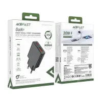 Travel Charger Acefast A69 GaN Mini with 1xUSB-A + 1xUSB-C PD30W Black
