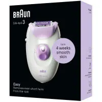 Body Epilator  BRAUN SE3-000 Silk Epil 3 with 20-tweezer System and SoftLift Tips and SmartLight Suitable for Sensitive Areas