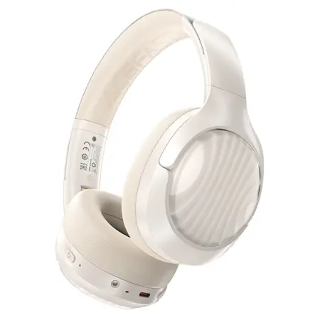 Wireless Foldable Headphones Stereo Acefast H5 500mAh v5.4 ANC AUX with Microphone Milky White