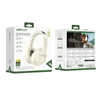 Wireless Foldable Headphones Stereo Acefast H5 500mAh v5.4 ANC AUX with Microphone Milky White