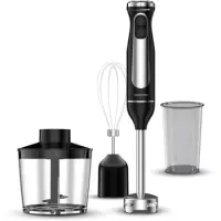 Hand Blender 3 in1 Smarton HB 300 Stainless Steel 600W with Double Blades Ergonomic Handle and Turbo Button Black