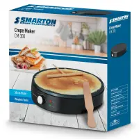 Crepe/Pancake Maker Smarton CM 300 1200W with Adjustable Temperature Non-stick Surface 30cm and Wooden Tools Black