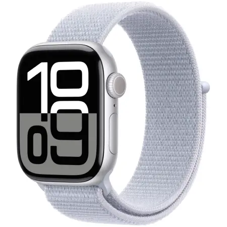 Apple Watch Series 10 Aluminum 42mm GPS eSim NFC IP6X Aluminum Case Silver with Blue Cloud Sport Loop MWWD3QC/A