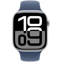 Apple Watch Series 10 Aluminum 46mm GPS eSim NFC IP6X Aluminum Case Silver with Denim Sport Band MWWL3QF/A