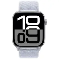 Apple Watch Series 10 Aluminum 46mm GPS eSim NFC IP6X Aluminum Case Silver with Blue Cloud Sport Loop MWWN3QF/A