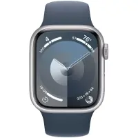 Apple Watch Series 9 Aluminum 41mm GPS eSim NFC IP6X Aluminum Case Silver with Storm Blue Sport Band MRHW3QF/A