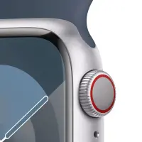 Apple Watch Series 9 Aluminum 41mm GPS eSim NFC IP6X Aluminum Case Silver with Storm Blue Sport Band MRHW3QF/A