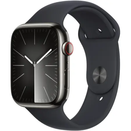 Apple Watch Series 9 45mm GPS eSim NFC IP6X Stainless Steel Case Graphite with Midnight Sport Band MRMW3QF/A