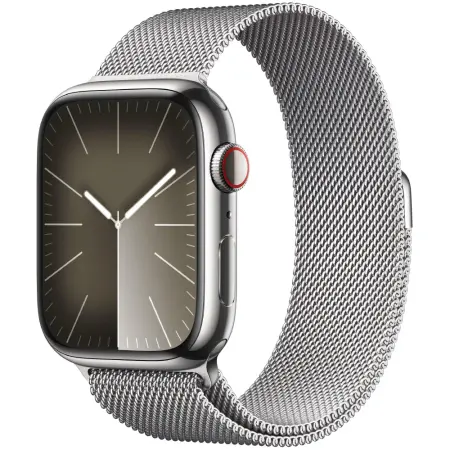 Apple Watch Series 9 45mm GPS eSim NFC IP6X Stainless Steel Case Silver with Silver Milanese Loop MRMQ3QF/A