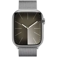 Apple Watch Series 9 45mm GPS eSim NFC IP6X Stainless Steel Case Silver with Silver Milanese Loop MRMQ3QF/A