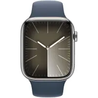 Apple Watch Series 9 45mm GPS eSIM NFC IP6X Stainless Steel Case Silver with Storm Blue Band MRMN3QF/A
