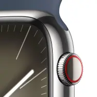 Apple Watch Series 9 45mm GPS eSIM NFC IP6X Stainless Steel Case Silver with Storm Blue Band MRMN3QF/A