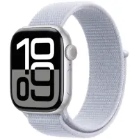 Apple Watch Series 10 Aluminum 42mm GPS eSim NFC IP6X  Aluminum Case Silver with Sport Loop Blue Cloud MWWD3QH/A