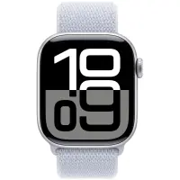 Apple Watch Series 10 Aluminum 46mm GPS eSim NFC IP6X  Aluminum Case Silver with Sport Loop Blue Cloud MWWN3QH/A