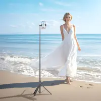 Four-Leg Holder and Selfie Stick Acefast E31 for Devices 4.5"-7.0" Extendable up to 1.77m with Remote Control Black