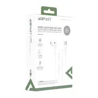 Hands Free Acefast L9 Single Earphone USB-C with HD Mic Compatible with All USB-C Devices White 1.2m
