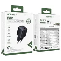 Travel Charger Acefast A117 Mini Fast Charging USB-C PD20W 3A GaN Black