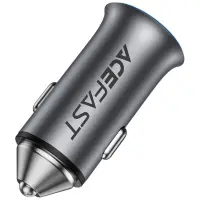 Car Charger Acefast B16 1xUSB-C 1xUSB-A PD95W QC3.0 Aluminum Housing with Ambient Light Grey