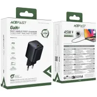 Travel Charger Acefast A119 Mini Fast Charging USB-C PD45W 3A GaN Black