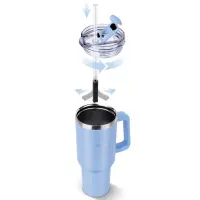 Stainless Steel & Plastic Thermos Cup 900ml HUGE Lamart LT4090 Blue