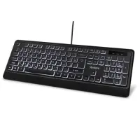 Yenkee YKB 1025CS Wired Backlit Keyboard with 1.5m USB Cable and Low Profile Silent Keys Black