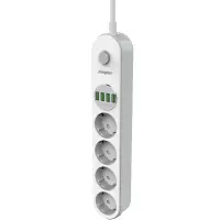 Energizer EPB2500W00EU Power Strip with 4 Suko Ports 2500W 10A Max 4xUSB-A Ports 17W and On/Off Switch Cable 2m White