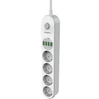 Energizer EPB2500W00EU Power Strip with 4 Suko Ports 2500W 10A Max 4xUSB-A Ports 17W and On/Off Switch Cable 2m White