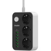 Desktop Charger Energizer EPB2500W01EU 2500W 10A Max with 3xSuko Sockets + 6xUSB-A Ports 17W, Safety On/Off Switch Cable 2m Black