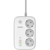 Desktop Charger Energizer EPB2500W02EU 2500W 10A Max with 3xSuko Sockets + 1xUSB-C PD30W + 3xUSB-A 18W QC3.0 / 2.4A, Safety On/Off Switch and WiFi Control Cable 2m White