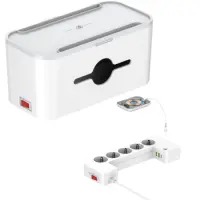 Desktop Charger Box Energizer EPB2500W03EU 2500W 10A Max with 5xSuko Sockets + 1xUSB-C PD20W + 2xUSB-A 18W QC3.0 / 2.4A, Wireless Charging 15W, Safety On/Off Switch Cable 2m White