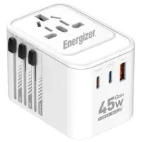 International Adapter Charger Energizer ETC200 US/AU UK EU with 1xUSB-A 30W 2xUSB-C 45W/12W GaN White