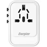 International Adapter Charger Energizer ETC200 US/AU UK EU with 1xUSB-A 30W 2xUSB-C 45W/12W GaN White