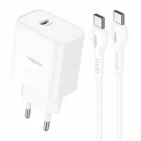 Noozy Core C21 PD25W Travel Charger with USB-C to USB-C Cable White