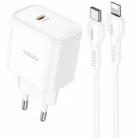 Noozy C21 Core PD25W Travel Charger with USB-C to Lightning Cable 1m White