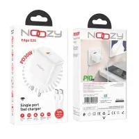 Noozy Edge E25 PD30W Travel Charger with USB-C to USB-C Cable 1m White
