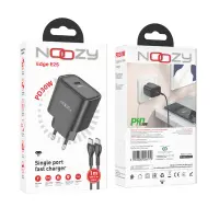 Noozy Edge E25 PD30W Travel Charger with USB-C to USB-C Cable 1m Black