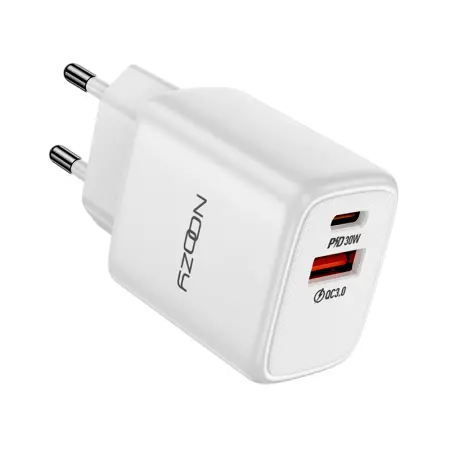Noozy Rogue E35 PD30W+QC3.0 Travel Charger USB-C Max PD 30W USB-A Max 18W White