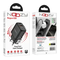 Noozy Rogue E35 PD30W+QC3.0 Travel Charger USB-C Max PD 30W USB-A Max 18W Black