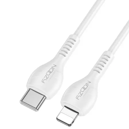 Noozy A45 Power Cable USB-C to Lightning Fast Charging 30W 3A White 1m