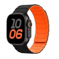 Watchband Hoco WA39 Flex Series 38/40/41/42mm Silicon Strap For Apple Watch series 1/2/3/4/5/6/7/8/9/SE/SE2 Black with Orange