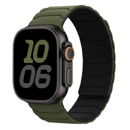 Watchband Hoco WA39 Flex Series 44/45/46/49mm Silicon Strap For Apple Watch series 1/2/3/4/5/6/7/8/9/se/ultra1/ultra2 Army Green with Black