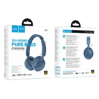 Wireless Stereo Headphone Hoco W66 Wave v5.4 300mAh 32hr Use Time and Microphone Blue