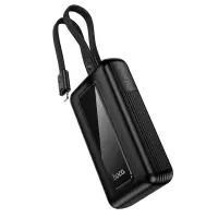 Power Bank Hoco J162 Full Power 10000mAh PD20W+22.5W QC with Input USB-C Output USB Integrated USB+Lighting Cables and LED Battery Display Black
