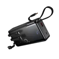 Power Bank Hoco J156A Founder 20000mAh PD20W+22.5W QC Input USB+USB-C Integrated Cables USB-C+USB+Lighting+Micro and LED Battery Display Black