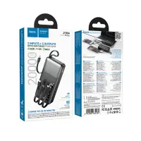 Power Bank Hoco J156A Founder 20000mAh PD20W+22.5W QC Input USB+USB-C Integrated Cables USB-C+USB+Lighting+Micro and LED Battery Display Black