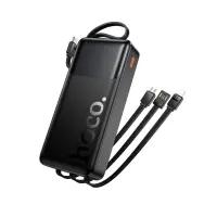 Power Bank Hoco J156A Founder 20000mAh PD20W+22.5W QC Input USB+USB-C Integrated Cables USB-C+USB+Lighting+Micro and LED Battery Display Black