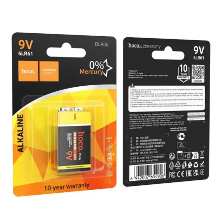 Battery Power Alkaline Hoco DLR05 6LR61 size 9V Psc. 1