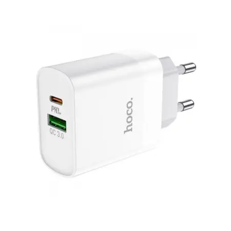 Travel Charger Hoco. DC82 1xUSB-C PD20W 1xUSB-A 18W QC White