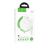 Travel Charger Hoco. DC71 1xUSB-C PD25W QC with USB-C to USB-C Cable White